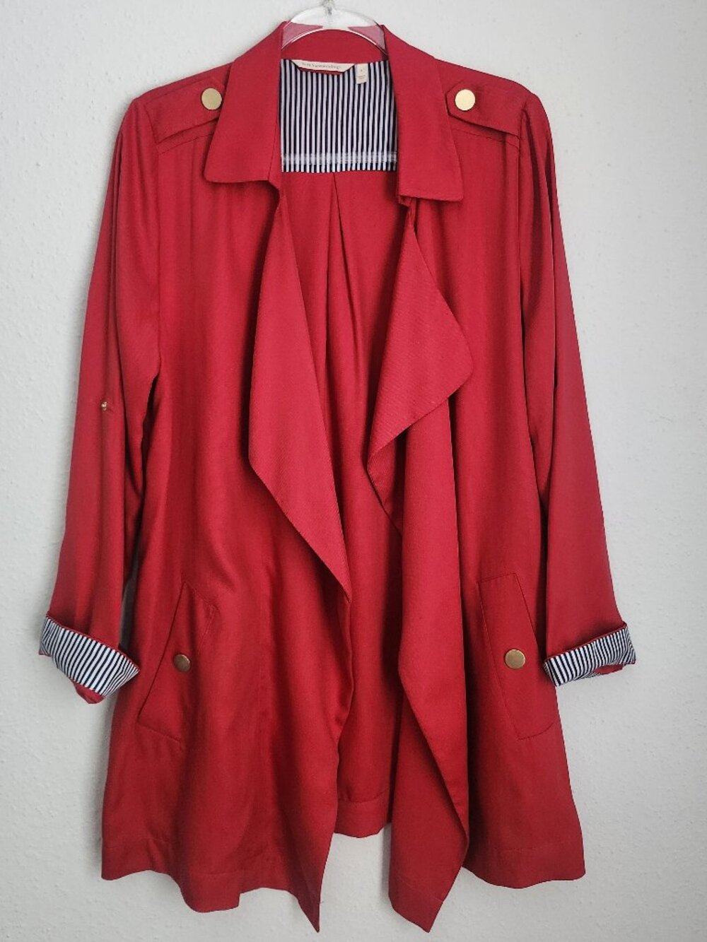 SOFT SURROUNDINGS Red Open Cardigan Blazer Jacket L